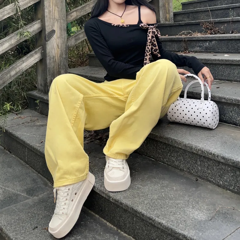 LKOD Jeans Women's Yellow-4