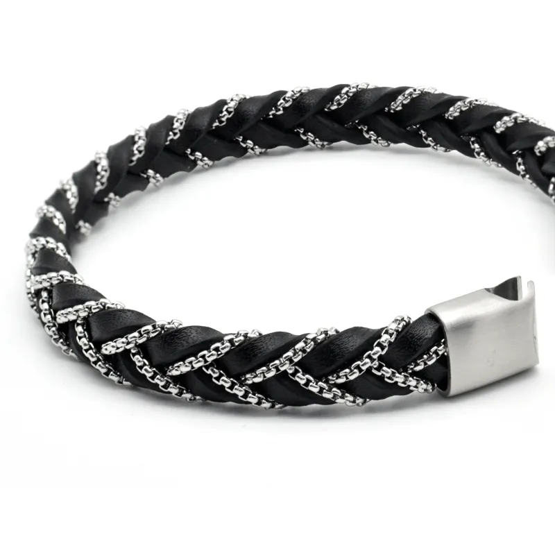 DAP Titanium Steel Leather Wristbands Unisex-4