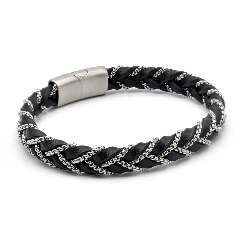 DAP Titanium Steel Leather Wristbands Unisex-2