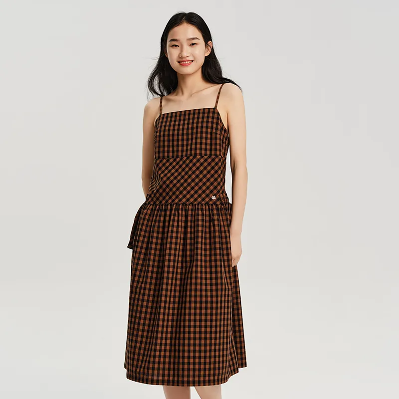 E.land Sleeveless Dress Women's Brown-2