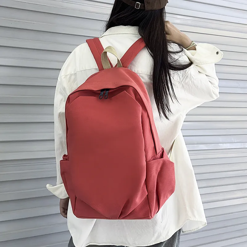 Dusen Kangaroo Canvas Backpack Unisex Red/Purple/Black/Khaki/Dark Green-2