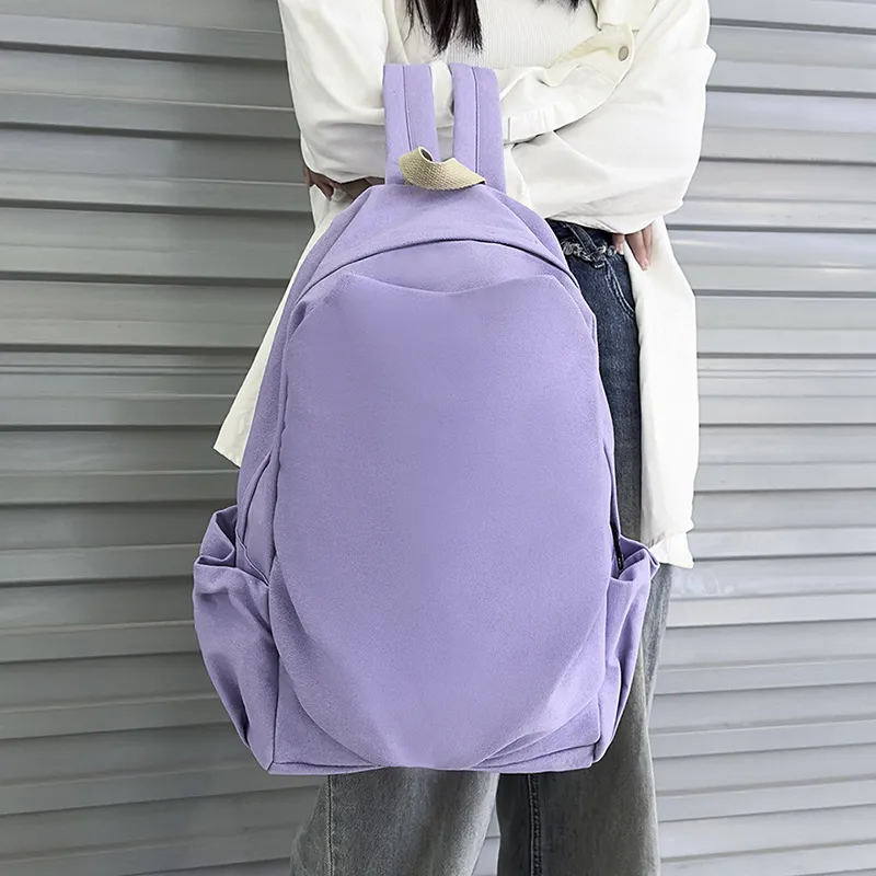 Dusen Kangaroo Canvas Backpack Unisex Red/Purple/Black/Khaki/Dark Green-11