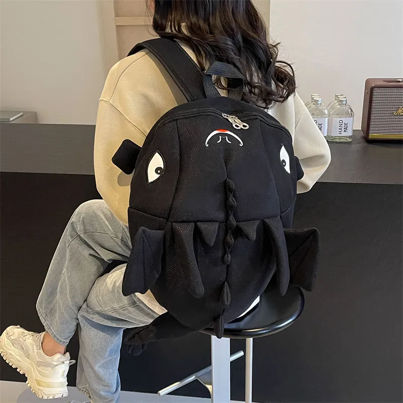 Dusen Kangaroo Nylon Fabric Backpack Regular Unisex Black/Gray/Rose Red/Neon Green/Blue-8