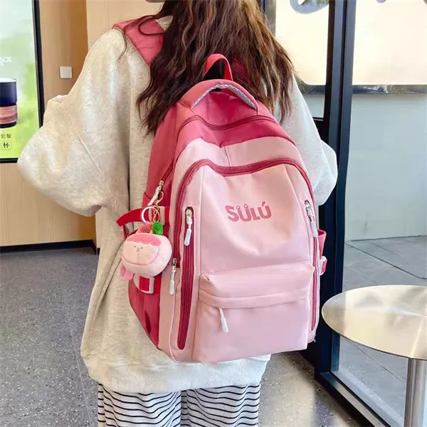 Dusen Kangaroo Nylon Backpack Medium Size Unisex Multicolor-12
