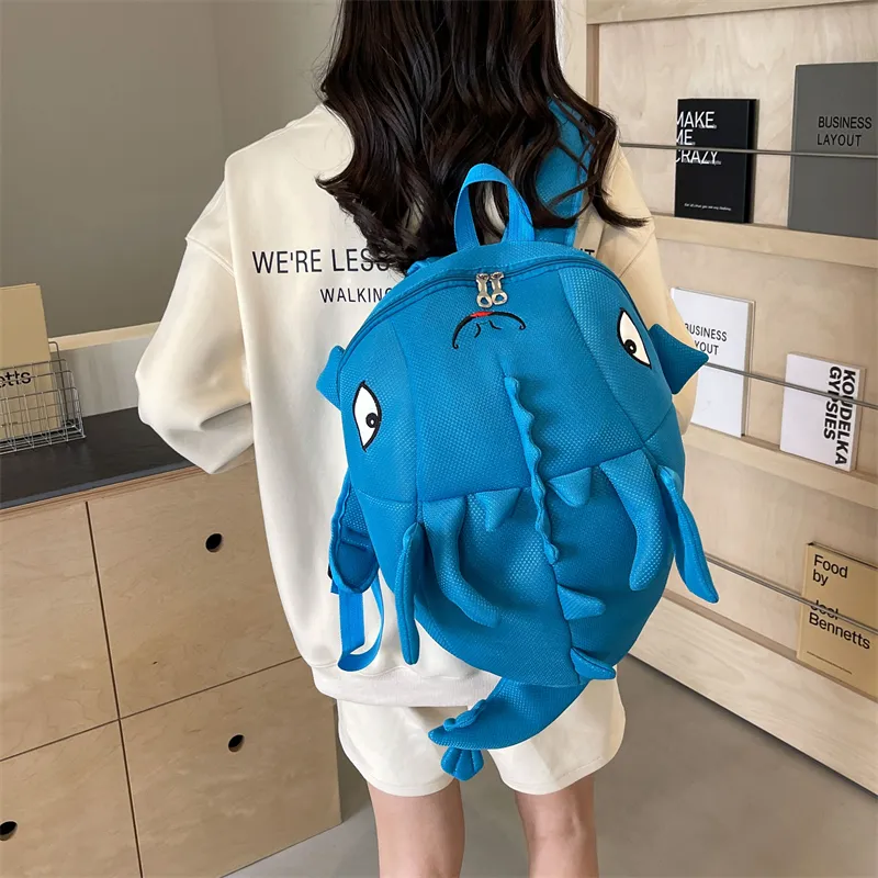 Dusen Kangaroo Nylon Fabric Backpack Regular Unisex Black/Gray/Rose Red/Neon Green/Blue-24