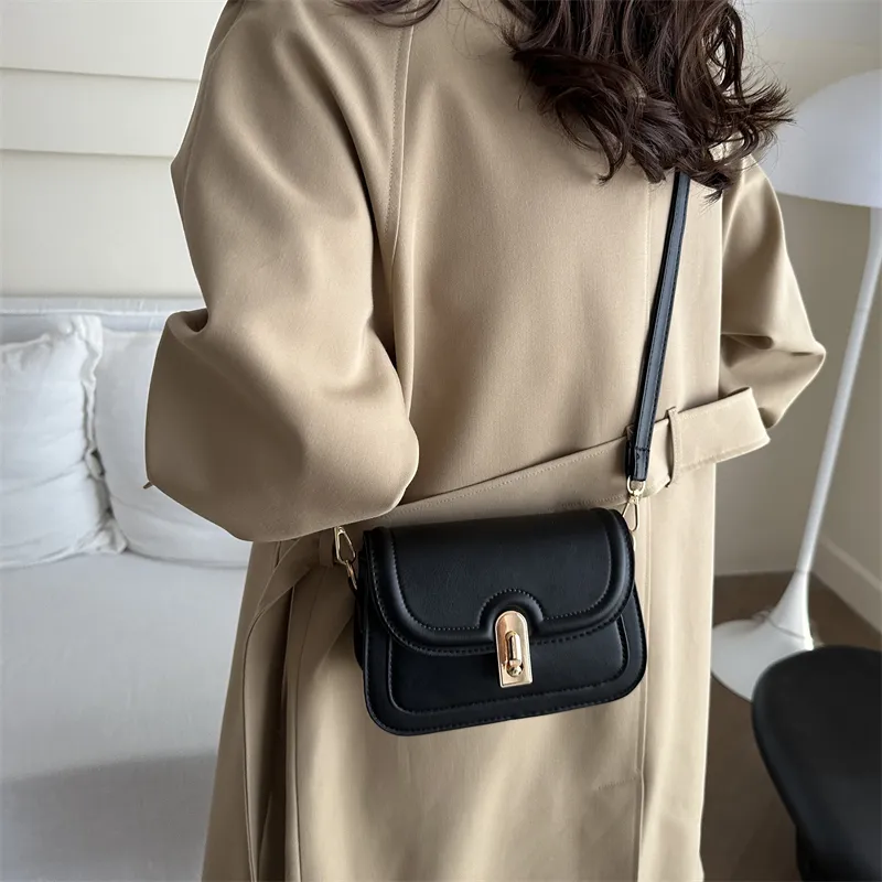 Dusen Kangaroo PU Small Square Bag, Crossbody Bag Regular Women's White/Black/Brown-12