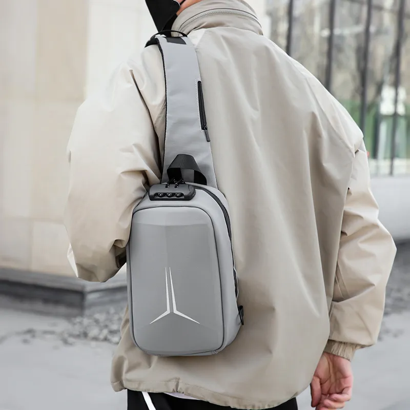 Dusen Kangaroo Membrana Dermalis Sling Bag Regular Unisex Dark Gray/Light Gray/Black/Blue-1