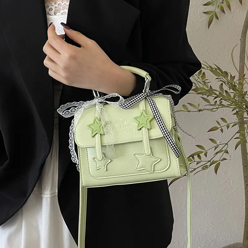Dusen Kangaroo PU Handbag Women's White/Green/Purple/Pink/Black-7
