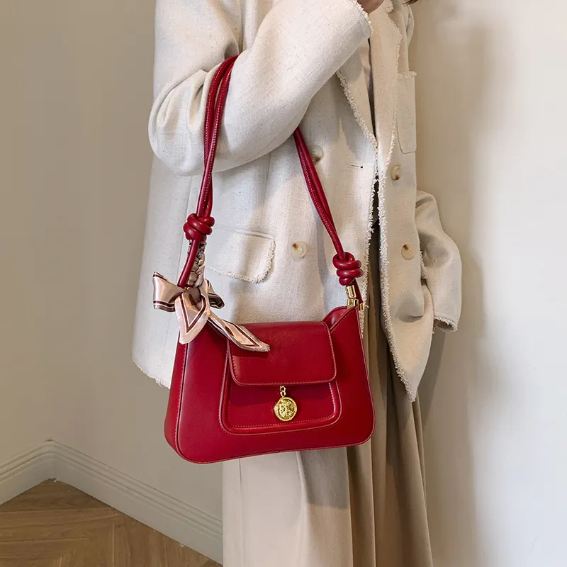 Dusen Kangaroo PU Crossbody Bag, Shoulder Bag Women's Black/Red-9