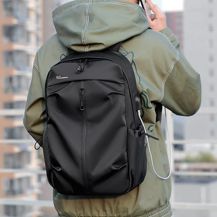 Dusen Kangaroo Oxford Backpack Regular Unisex Black/Gray-5