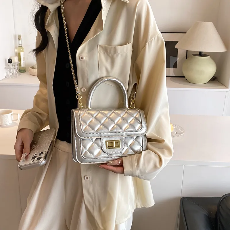 Dusen Kangaroo PU Crossbody Bag, Handbag Women's White/Silver/Black/Multicolor-9