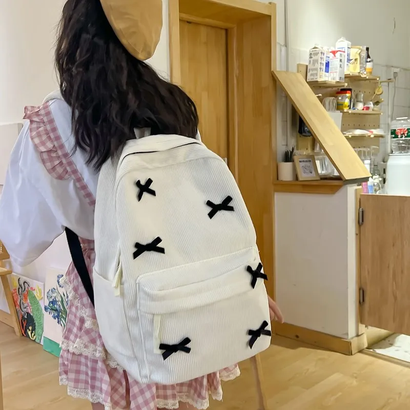 Dusen Kangaroo Nylon Backpack Women's White/Black-14