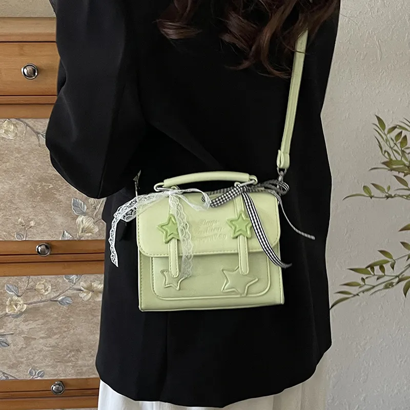 Dusen Kangaroo PU Handbag Women's White/Green/Purple/Pink/Black-9