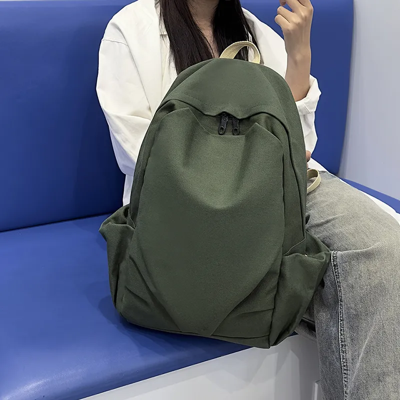 Dusen Kangaroo Canvas Backpack Unisex Red/Purple/Black/Khaki/Dark Green-19