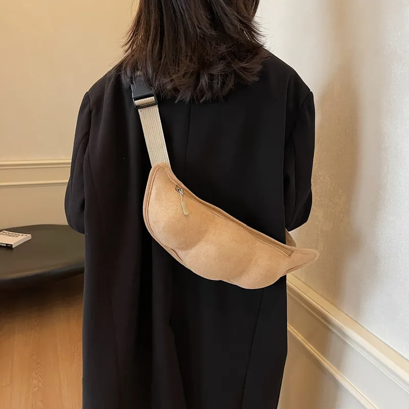 Dusen Kangaroo Velour Sling Bag Unisex Khaki/Green/Black-4