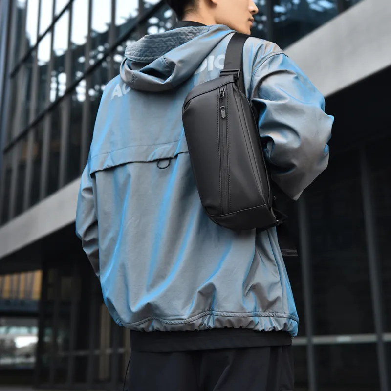 Dusen Kangaroo Nylon Sling Bag, Shoulder Bag, Crossbody Bag Regular Unisex Black/Gray-3
