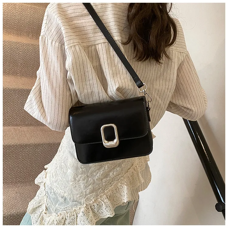 Dusen Kangaroo PU One Shoulder Crossbody Small Bag Women's Ecru/Khaki/Black/Coffee-6