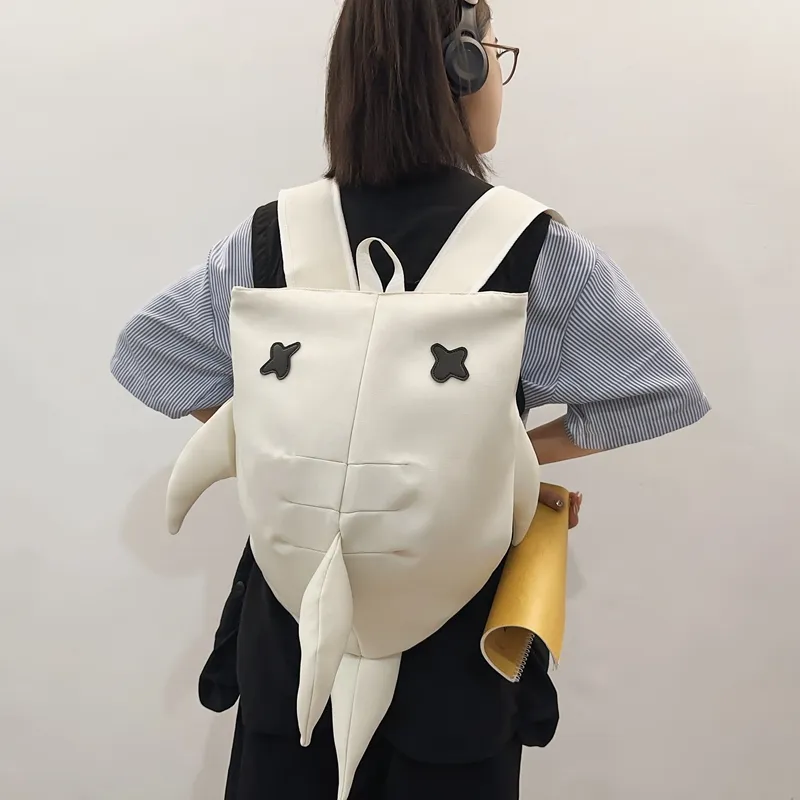 Dusen Kangaroo Nylon Backpack Regular Unisex Black/White-3