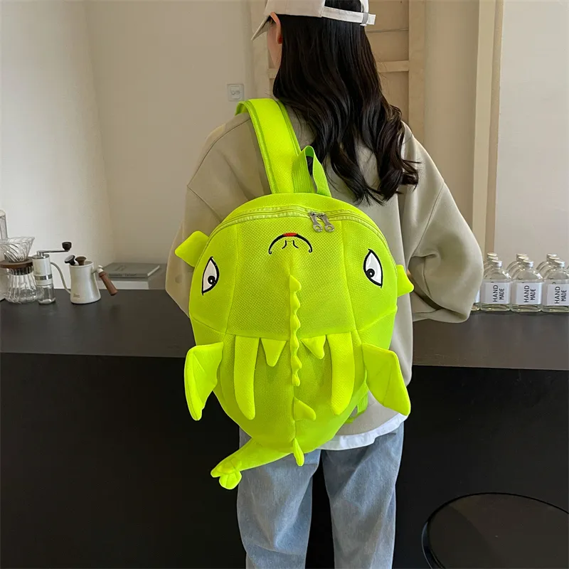Dusen Kangaroo Nylon Fabric Backpack Regular Unisex Black/Gray/Rose Red/Neon Green/Blue-17