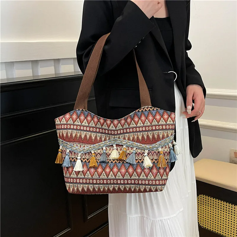 Dusen Kangaroo Canvas Bag, Shoulder Bag Women's Red/Brown/Blue-6