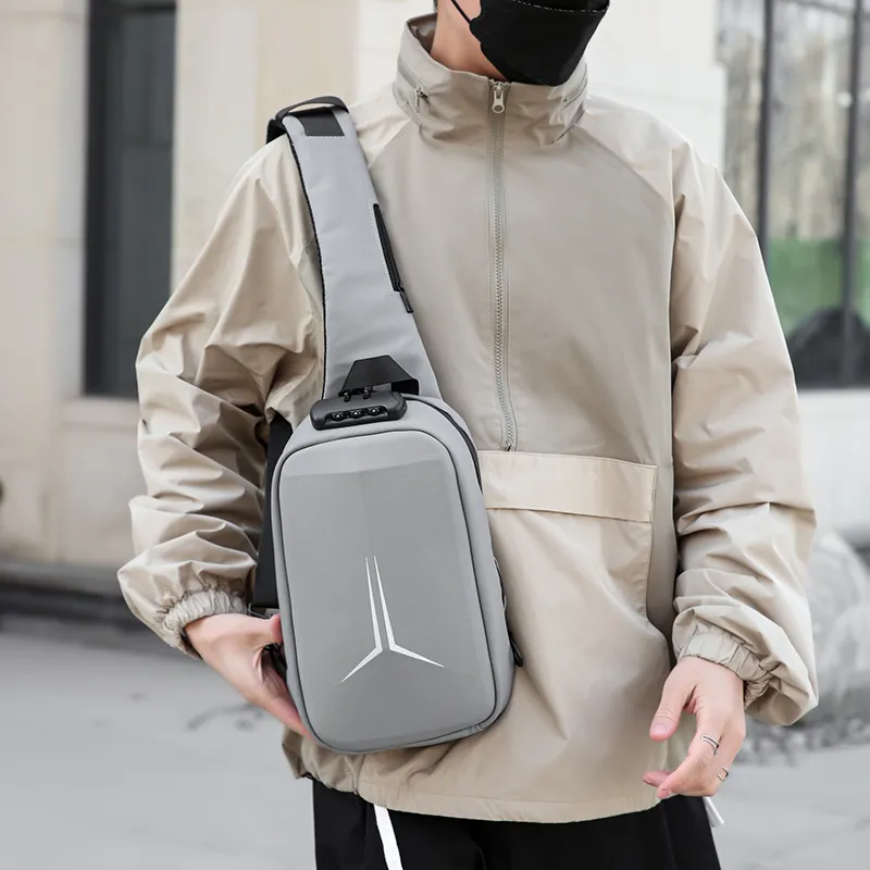 Dusen Kangaroo Membrana Dermalis Sling Bag Regular Unisex Dark Gray/Light Gray/Black/Blue-2