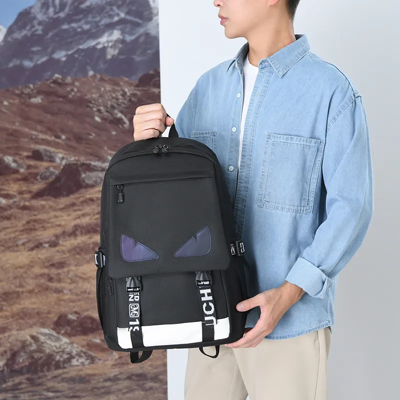 Dusen Kangaroo Nylon Backpack Regular Unisex Black-4