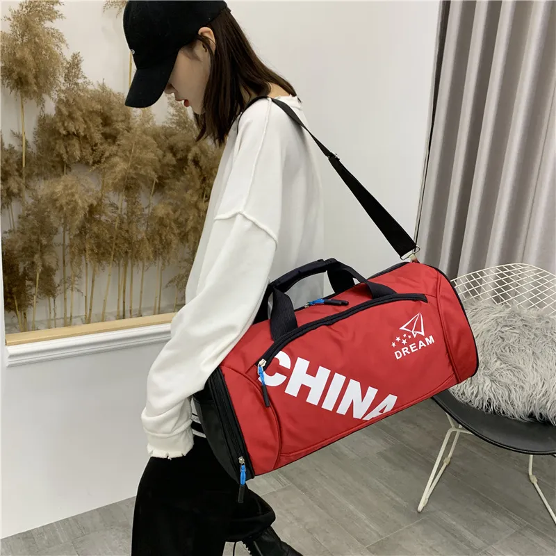 Dusen Kangaroo Nylon Gym Bag Unisex Black/Red/Green/Blue/Rose Red-7