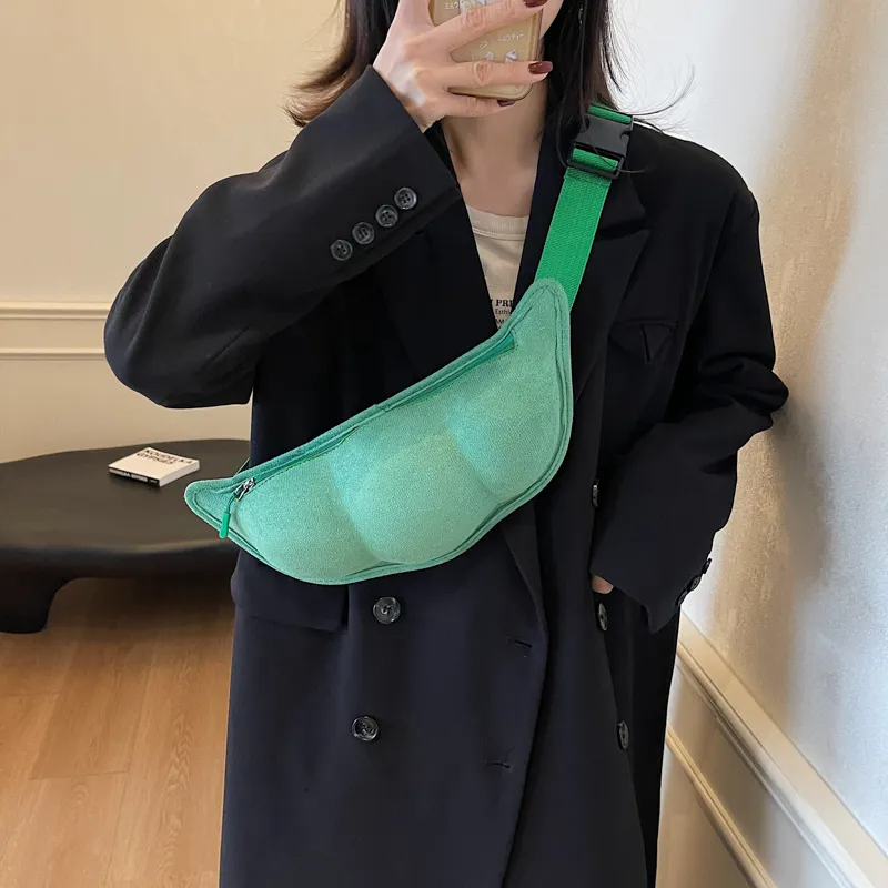 Dusen Kangaroo Velour Sling Bag Unisex Khaki/Green/Black-12