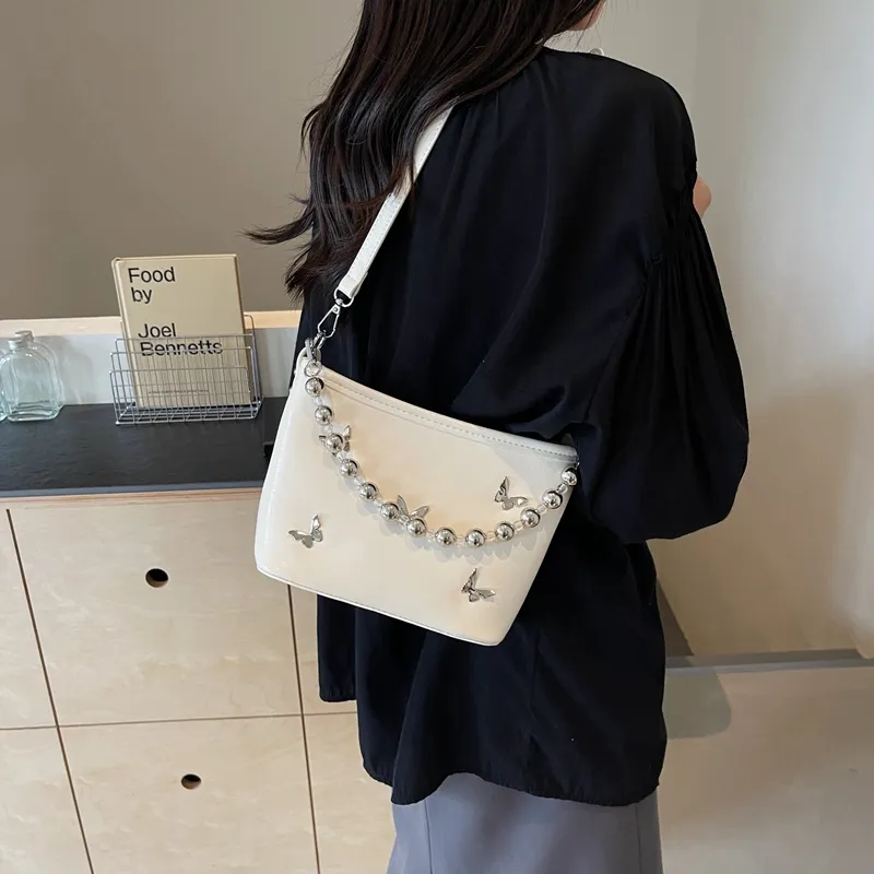 Dusen Kangaroo PU Shoulder Bag, Crossbody Bag, Handbag Unisex Ecru/Silver/Black/Burgundy-1
