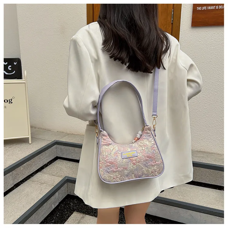 Dusen Kangaroo Canvas Crossbody Portable Dumpling Bag Shoulder Bag Trumpets Women's Blue/Purple/Pink-8