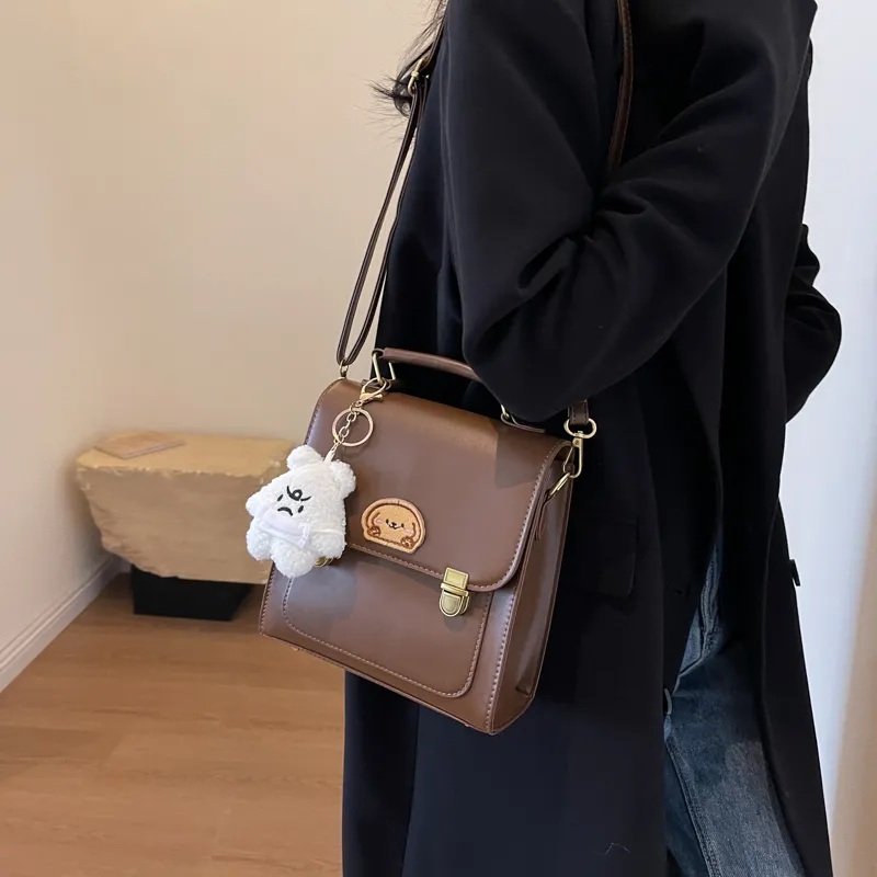 Dusen Kangaroo PU Backpack Regular Women's Coffee/Brown/Black-6