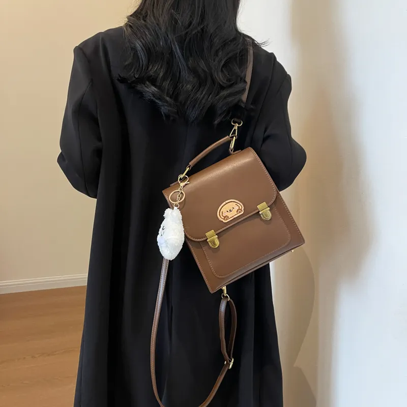 Dusen Kangaroo PU Backpack Regular Women's Coffee/Brown/Black-8