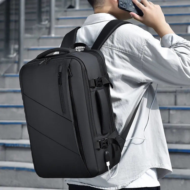 Dusen Kangaroo Oxford Backpack Regular Men's Black/Dark Gray-5