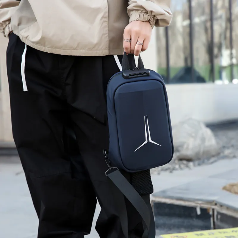 Dusen Kangaroo Membrana Dermalis Sling Bag Regular Unisex Dark Gray/Light Gray/Black/Blue-14