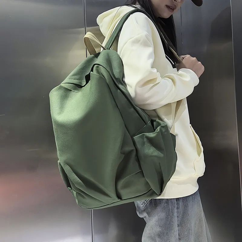 Dusen Kangaroo Canvas Backpack Unisex Red/Purple/Black/Khaki/Dark Green-21