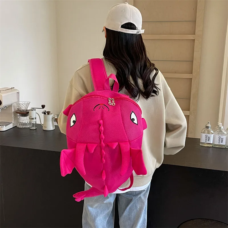 Dusen Kangaroo Nylon Fabric Backpack Regular Unisex Black/Gray/Rose Red/Neon Green/Blue-13