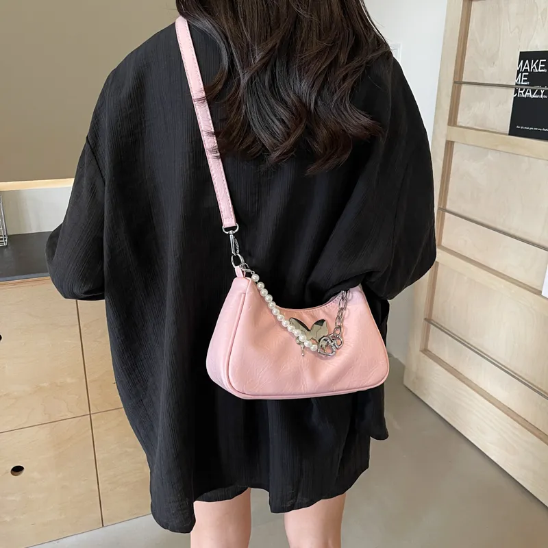 Dusen Kangaroo PU Shoulder Bag, Crossbody Bag Regular Women's Silver/Black/Pink/Ecru-27
