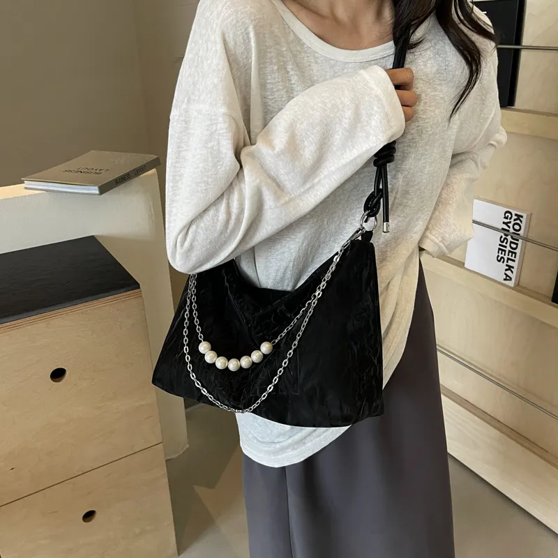 Dusen Kangaroo PU Tote Bag, Shoulder Bag Regular Women's Ecru/Silver/Black/Green-17