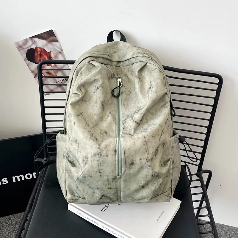 Dusen Kangaroo Nylon Backpack Unisex White/Black/Red/Dark Green/Light Green-17