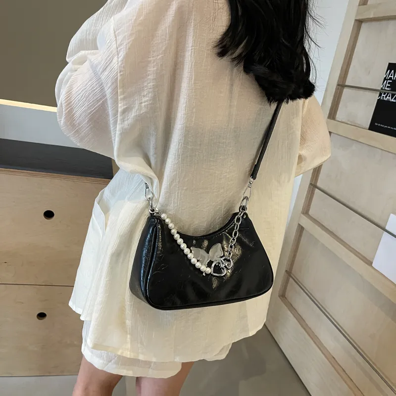 Dusen Kangaroo PU Shoulder Bag, Crossbody Bag Regular Women's Silver/Black/Pink/Ecru-11