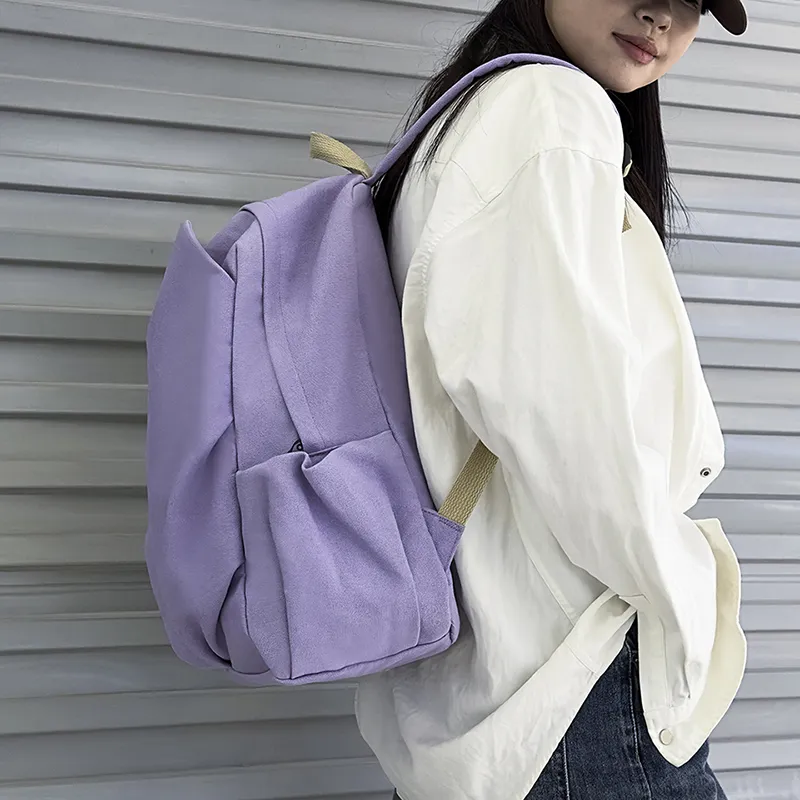 Dusen Kangaroo Canvas Backpack Unisex Red/Purple/Black/Khaki/Dark Green-10