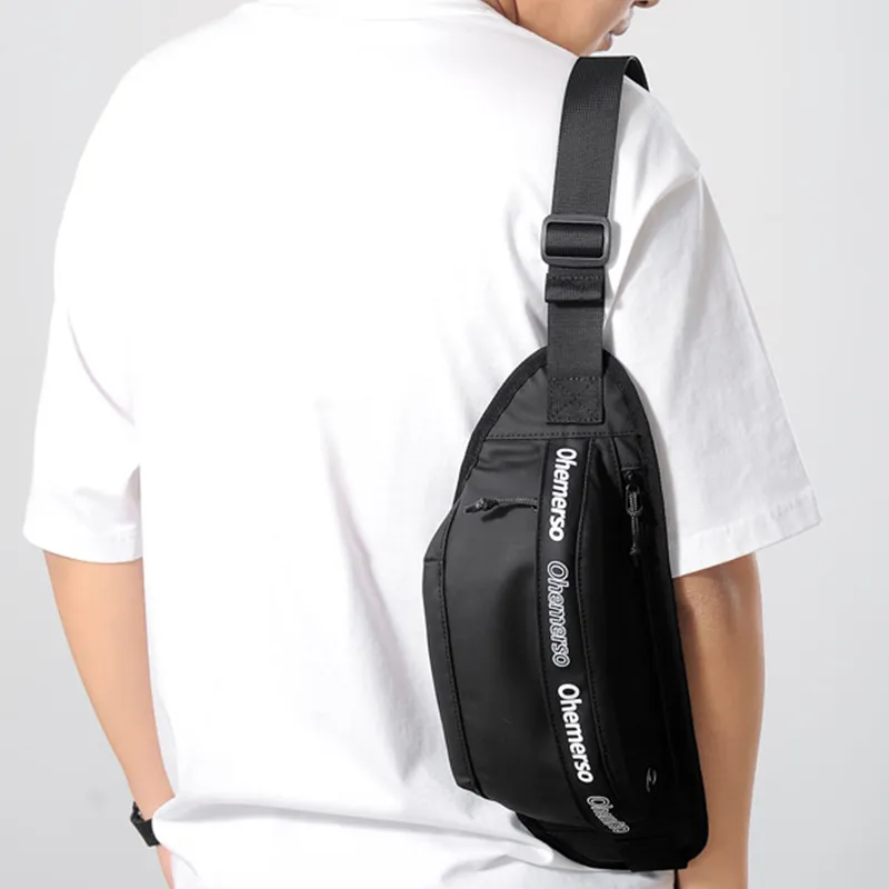 Dusen Kangaroo Oxford Sling Bag Regular Men's Black/Gray/White-1