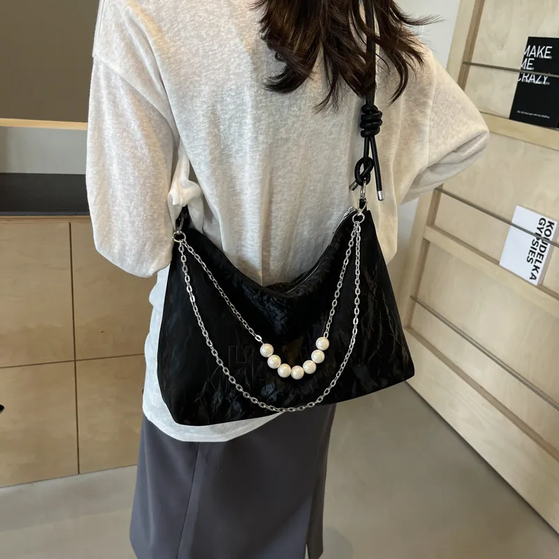 Dusen Kangaroo PU Tote Bag, Shoulder Bag Regular Women's Ecru/Silver/Black/Green-19