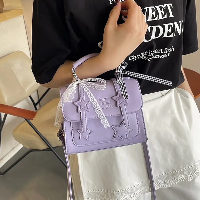 Dusen Kangaroo PU Handbag Women's White/Green/Purple/Pink/Black-13