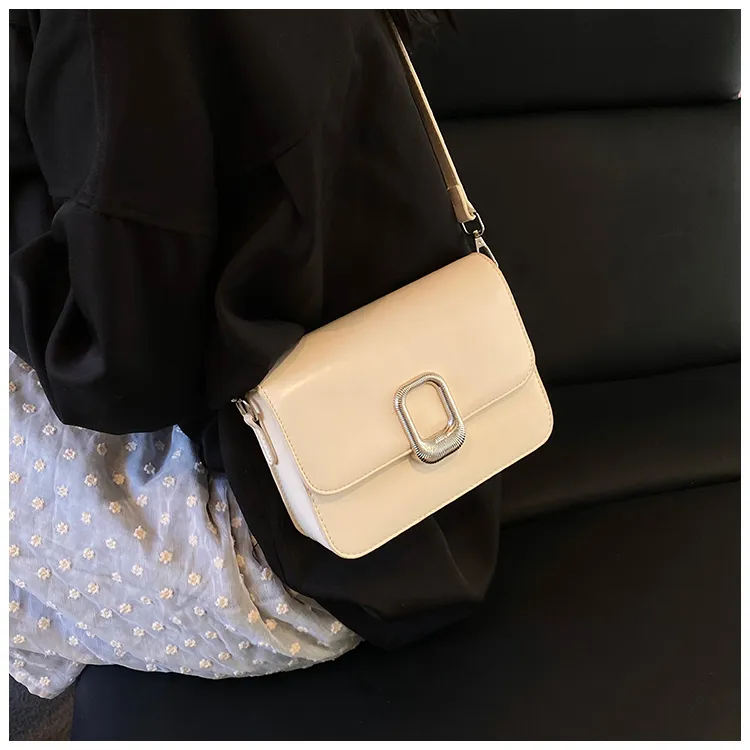 Dusen Kangaroo PU One Shoulder Crossbody Small Bag Women's Ecru/Khaki/Black/Coffee-2