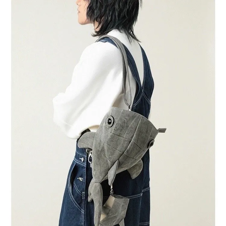 Dusen Kangaroo Canvas Backpack Regular Unisex Gray-2