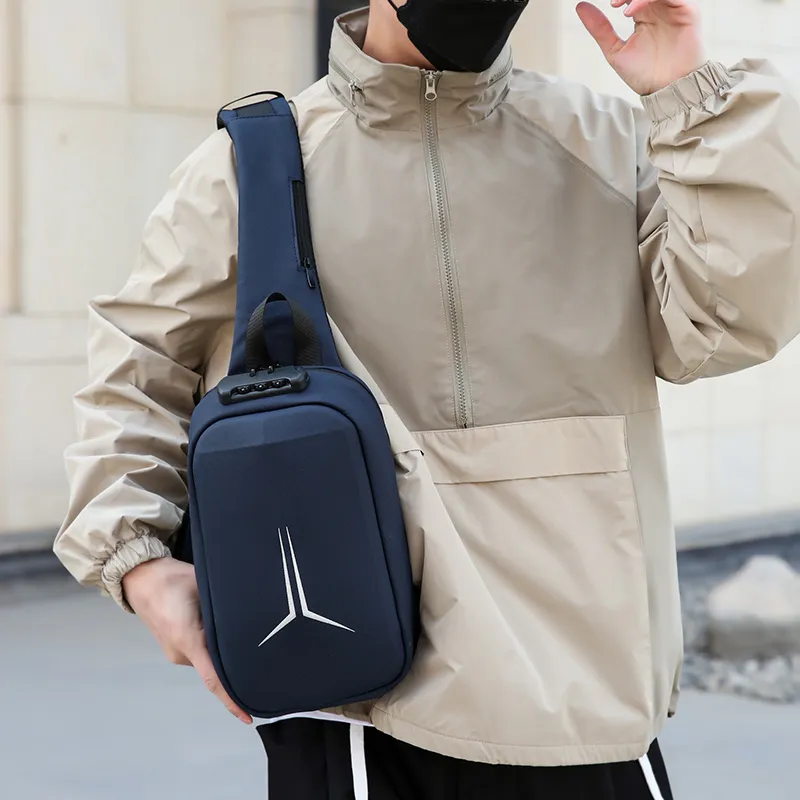 Dusen Kangaroo Membrana Dermalis Sling Bag Regular Unisex Dark Gray/Light Gray/Black/Blue-13