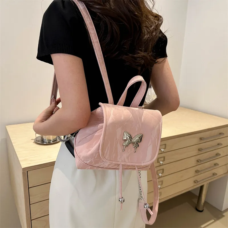 Dusen Kangaroo PU Backpack Women's White/Silver/Multicolor-21