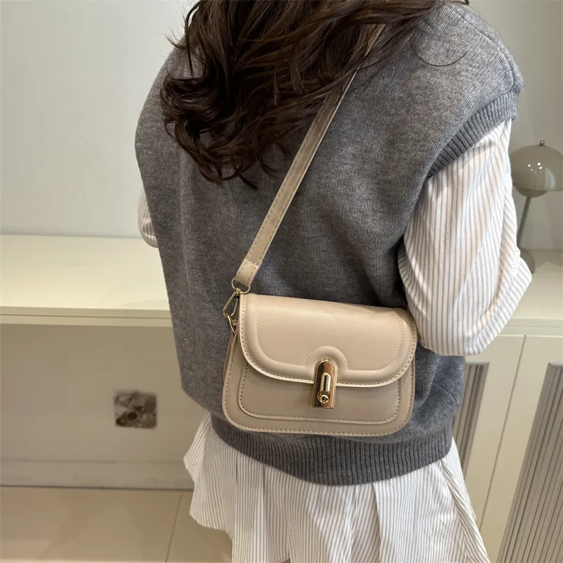Dusen Kangaroo PU Small Square Bag, Crossbody Bag Regular Women's White/Black/Brown-14