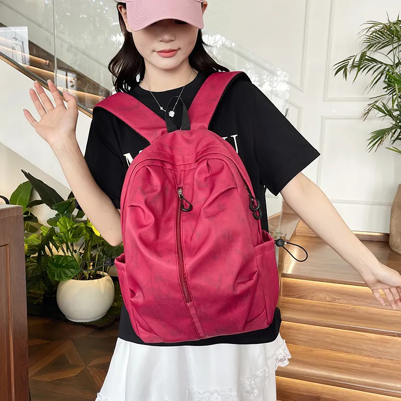 Dusen Kangaroo Nylon Backpack Unisex White/Black/Red/Dark Green/Light Green-11